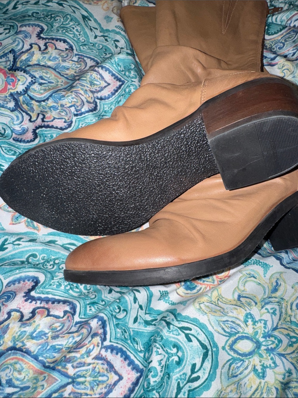 Bueno Tan Leather Mid-Calf Heeled Boots - Picture 2 of 3